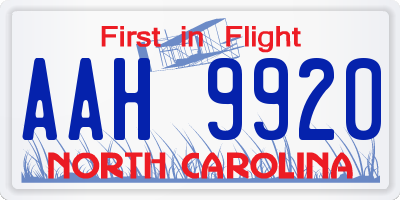 NC license plate AAH9920