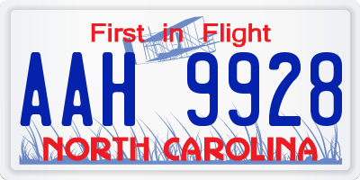 NC license plate AAH9928