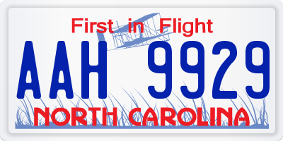 NC license plate AAH9929