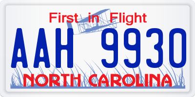 NC license plate AAH9930