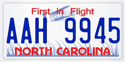 NC license plate AAH9945