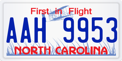 NC license plate AAH9953