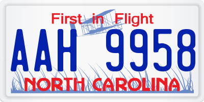 NC license plate AAH9958