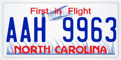 NC license plate AAH9963