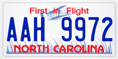 NC license plate AAH9972