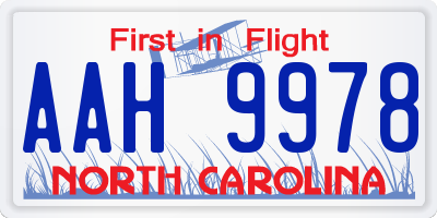 NC license plate AAH9978