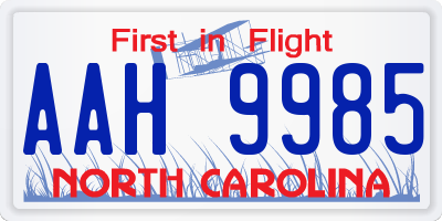 NC license plate AAH9985