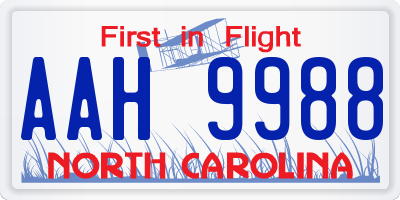 NC license plate AAH9988