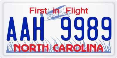 NC license plate AAH9989