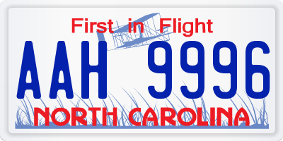 NC license plate AAH9996