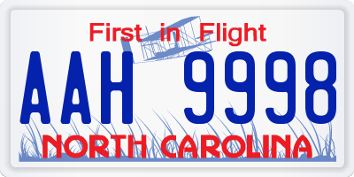 NC license plate AAH9998