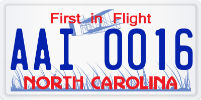 NC license plate AAI0016