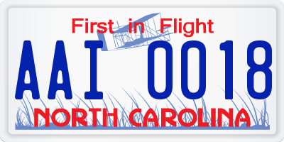 NC license plate AAI0018