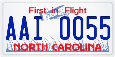 NC license plate AAI0055