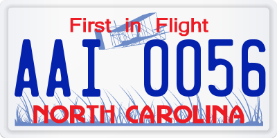 NC license plate AAI0056