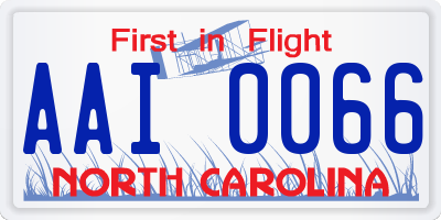 NC license plate AAI0066