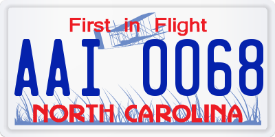 NC license plate AAI0068