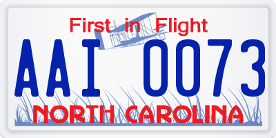 NC license plate AAI0073