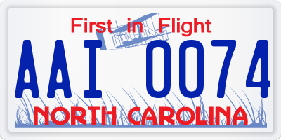NC license plate AAI0074