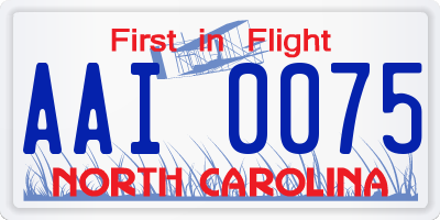 NC license plate AAI0075