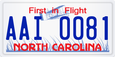 NC license plate AAI0081