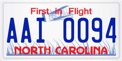 NC license plate AAI0094