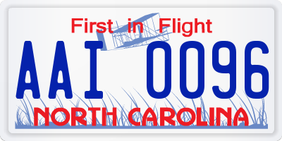 NC license plate AAI0096