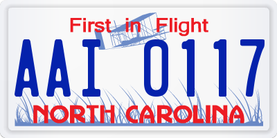 NC license plate AAI0117