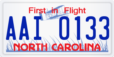 NC license plate AAI0133