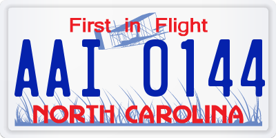 NC license plate AAI0144