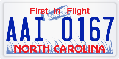 NC license plate AAI0167