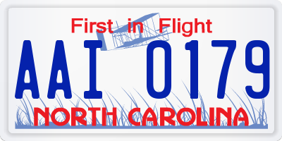 NC license plate AAI0179