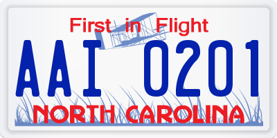 NC license plate AAI0201