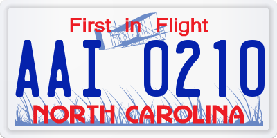 NC license plate AAI0210