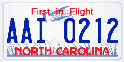 NC license plate AAI0212