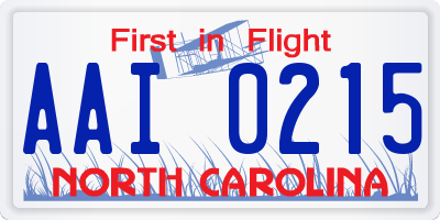 NC license plate AAI0215