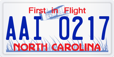 NC license plate AAI0217