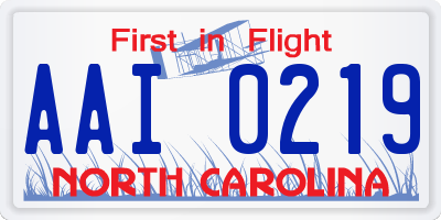 NC license plate AAI0219