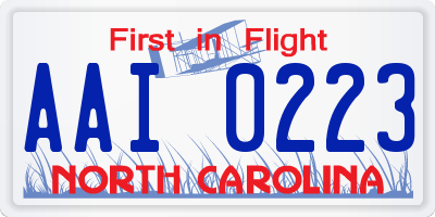 NC license plate AAI0223