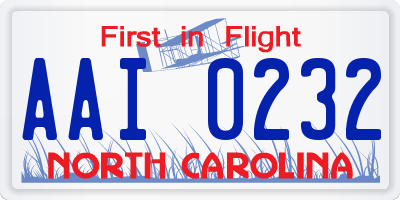 NC license plate AAI0232