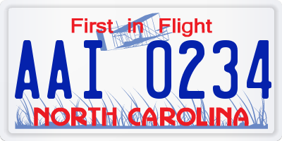 NC license plate AAI0234