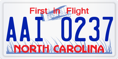NC license plate AAI0237