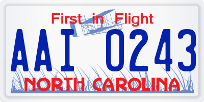 NC license plate AAI0243