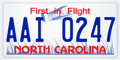 NC license plate AAI0247