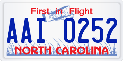 NC license plate AAI0252
