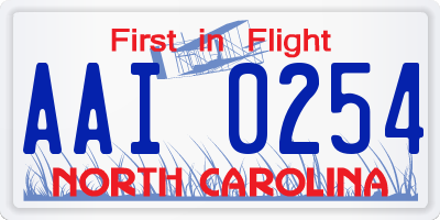 NC license plate AAI0254