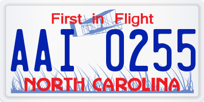 NC license plate AAI0255
