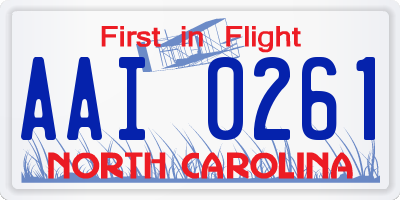 NC license plate AAI0261