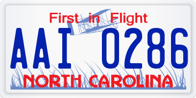 NC license plate AAI0286