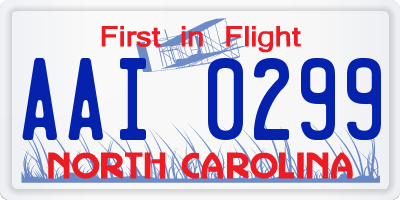 NC license plate AAI0299